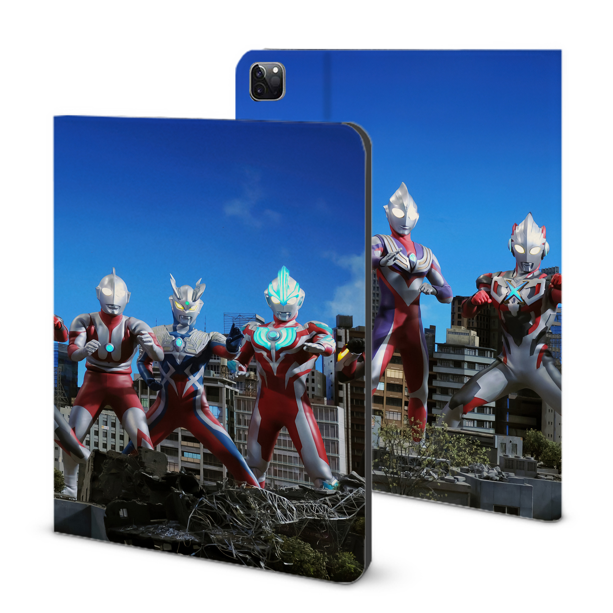 （画像用） ウルトラマン Ultraman IPad ケース ブック型 PUレザー TPU 耐衝撃 軽量 薄型 ペン収納なし 全面保護 IPad 各モデル対応